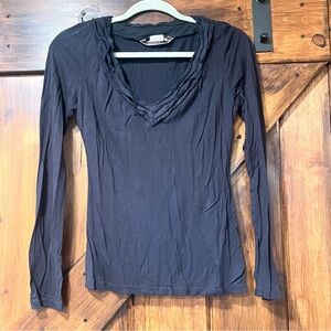 To The Max Long Sleeve Ruffle Neckline Top